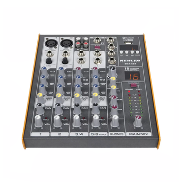 KEVLER SMX-6BT 6 Channel Compact Bluetooth Mixer with USB, 2 Microphone/Line Stereo Input, 48V Phantom Power, MP3 Play/Record Function and Echo/Repeat/Delay Effects