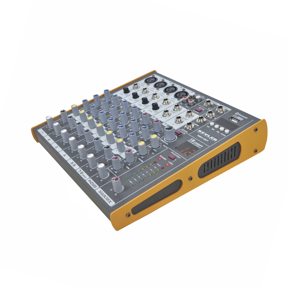 KEVLER SMX-8BT 8-Channel Compact Bluetooth Mixer with 4 Microphone/Line 2-Stereo Input, USB and MP3 Play/Record Function and 16 DSP Effects