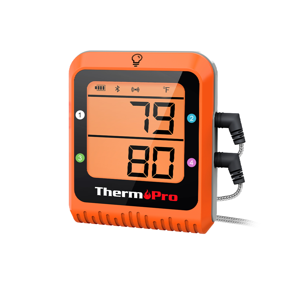 ThermoPro TP930 Wireless and Rechargeable Meat Thermometer with IPX4 Splash  Resistance, 4 Color-coded Probes, Grill Thermometer, Alarm and Timer for