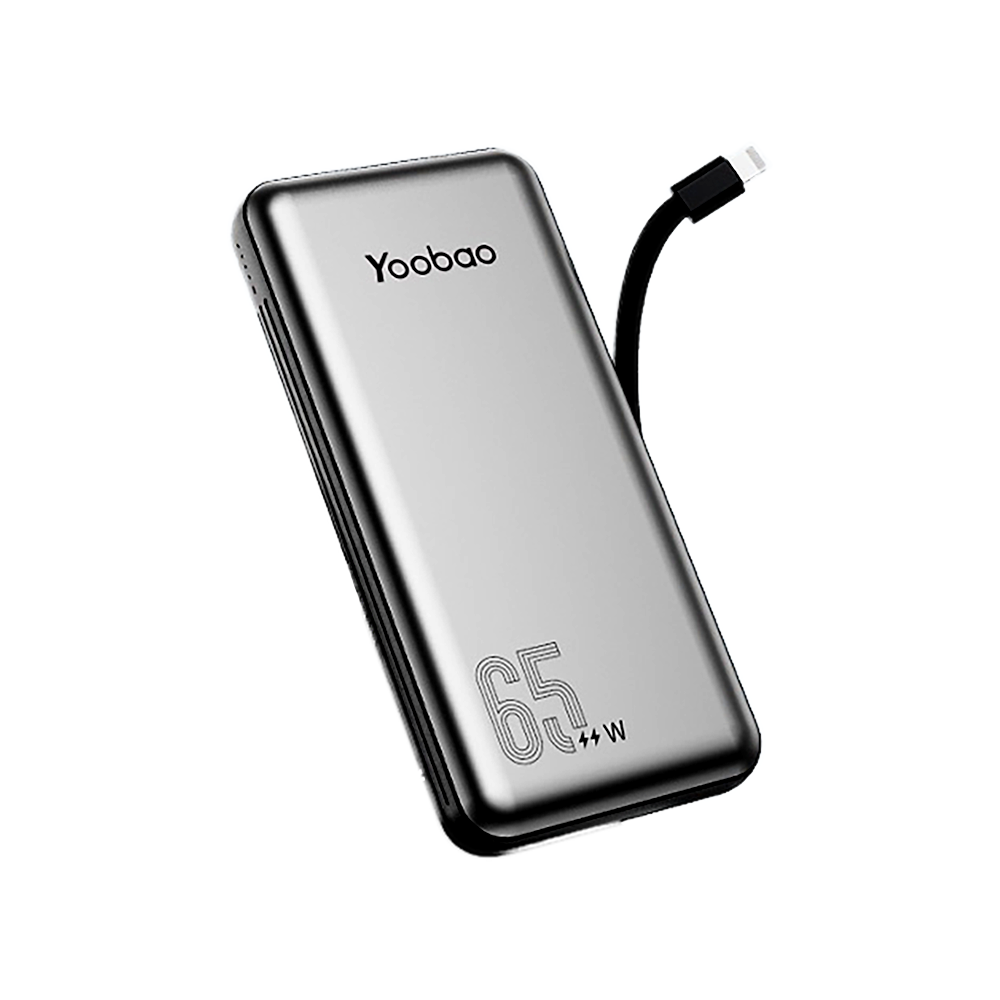 Yoobao LC6 65W 20000mAh Portable Powerbank PD20W Power Delivery Quick Charge with Built-in 22.5W Two-Way Type C and Lightning Cable | LC6-65W