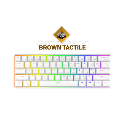 [CLEARANCE] Royal Kludge RK RK61 RGB 61 Keys Dual Mode Bluetooth 5.2 and Wired Mechanical Gaming Keyboard (White) - Blue Clicky