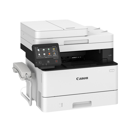 Canon imageCLASS MF445DW 5-in-1 Monochrome Laser Printer with Print, Colored Scan, Send, Copy and Fax, 600DPI Printing Resolution, 900 Max Expandable Paper Storage, 5" Touch Panel, WiFi and Ethernet for Office and Commercial Use