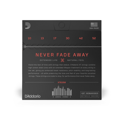 D'Addario XT Light Top/Heavy Bottom Coated Electric Guitar String Set with Nickel Steel Core for Deeper Low End and Balanced Tones (.010-.052) | XTE1052