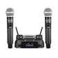 KEVLER RCM-77 Dual Wireless Microphone System with Dual Antenna Receiver and Inductive Charging System with Ports, LCD Display, 1100mAh Battery and 200 Max Selectable Channels