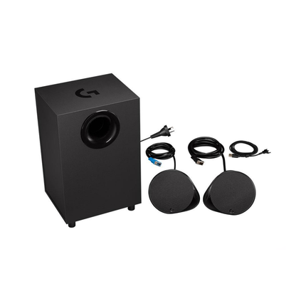 [CLEARANCE] Logitech G560 2.1 Speaker System with Bluetooth 4.1, 240W Active Subwoofer, LIGHTSYNC RGB, Two Passive Satellite Speakers, DTS-X Ultra Surround Sound, USB and 3.5mm Jack Input for Gaming PC