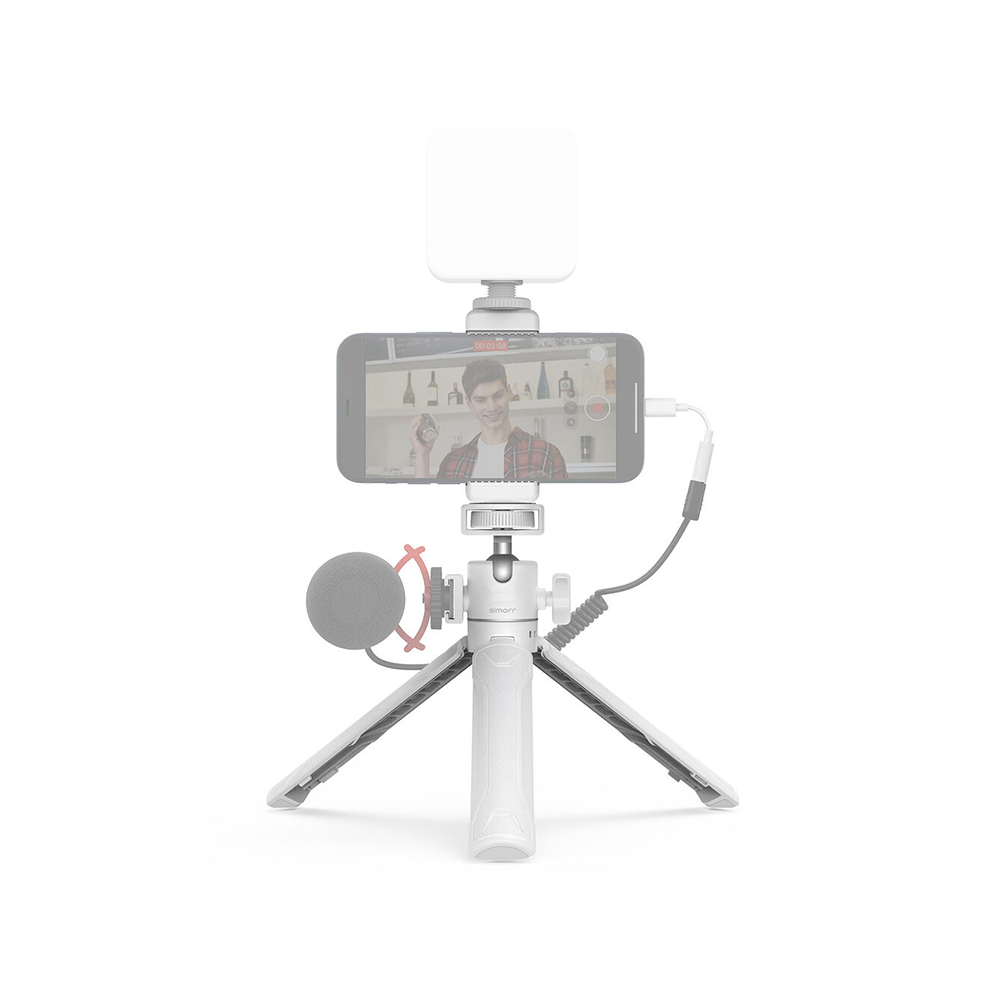 Simorr by SmallRig VK-25 Vlog Tripod Kit with 22" Maximum Extendable Height, Smartphone Clamp Phone Holder, 360 Degree Ball Head, Standard Cold Shoe Mount and Triple Leg Tabletop Setup for Smartphones (White, Black) | 3827 3828
