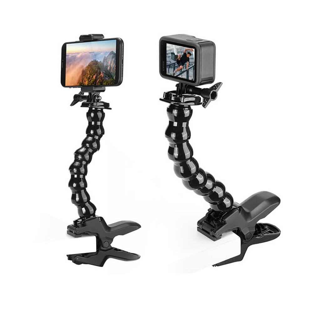 U-Select by Ulanzi MP-4 Phone Clamp Mount with 20cm Flexible Gooseneck, 360 Degree Angle Adjustment for Smartphones and Action Cameras with Adjustable Legs, Cold Shoe Expansion and Detachable Clamp | 2997