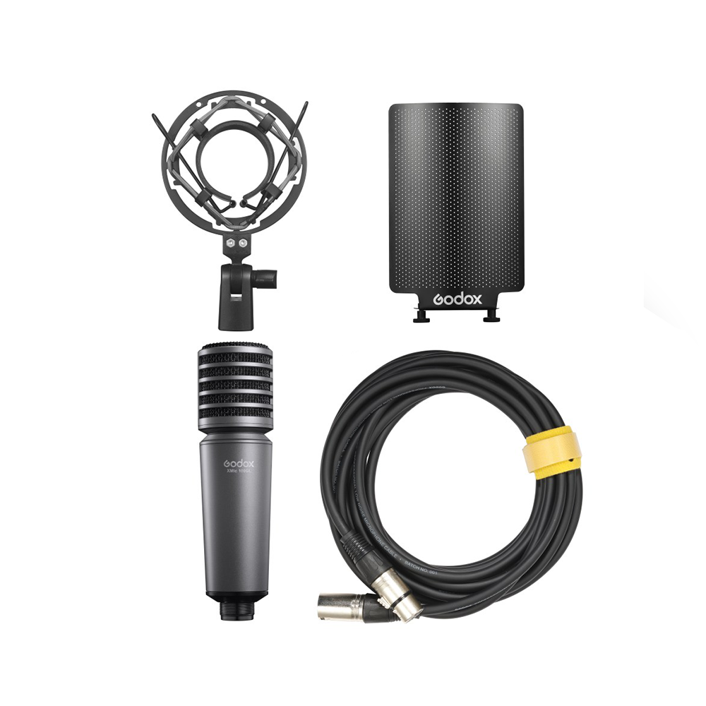 Godox XMic 100GL Large Diaphragm Cardioid Studio Condenser XLR Microphone with 48V Phantom Power, Gold-Plated Capsule, Low Self-Noise, Shock Mount Protection for Podcasting, Streaming, and Vocals
