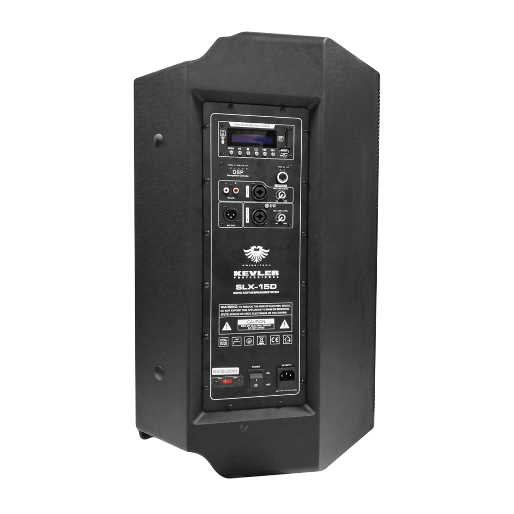 KEVLER SLX-15D 15" 1000W Full Range Active PA Loudspeaker (PAIR) with Class D Amplifier and DSP Controls, Built-In USB Port, FM and Bluetooth Function for Events and Gatherings