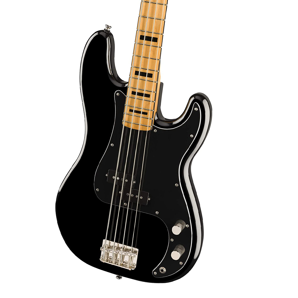 Squier by Fender Classic Vibe 70's 20 Frets 4 Strings Precision Bass Split Single-Coil Electric Guitar with Nato Body and Vintage Tinted Gloss (Black) | 374520506