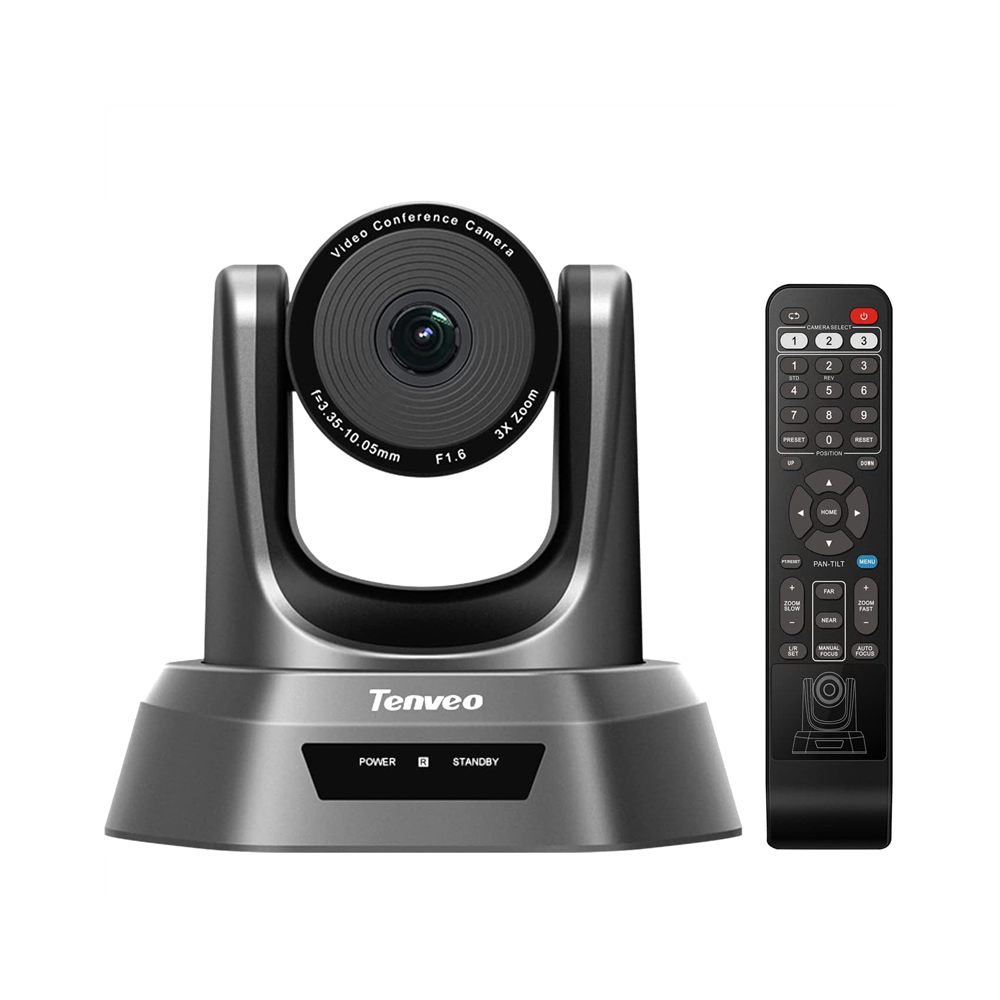 Tenveo TEVO-NV3 Series FHD 1080P USB Video Conference PTZ Camera with IR Remote, RS-232, RS-485 and SDI Outputs Pan, Tilt and 3x Optical Zoom Plug & Play for Meetings and Livestreaming