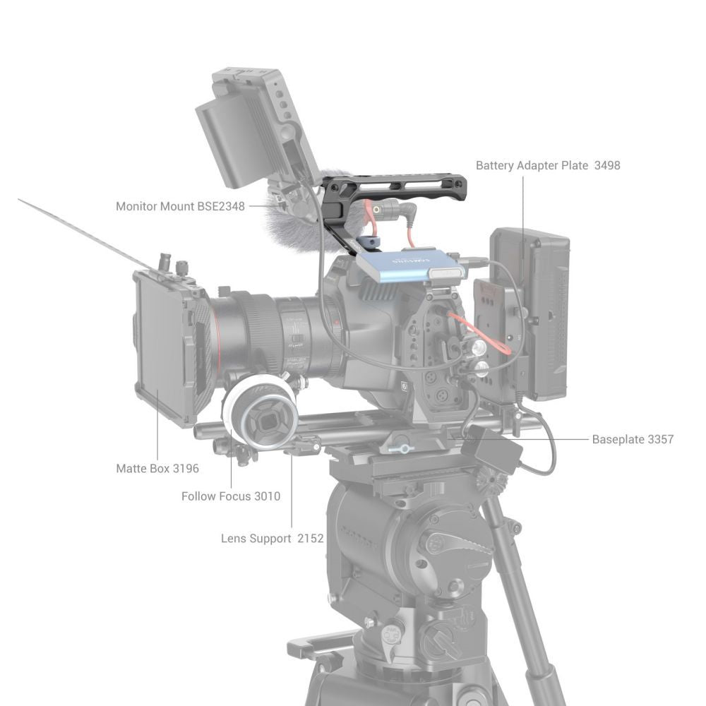 SmallRig ARRI Anti-Slip Top Handle Grip (Lite) with 3/8"-16" Locating Holes with Microphone/LED Light Monitor Mount for DSLR Cameras | 3765