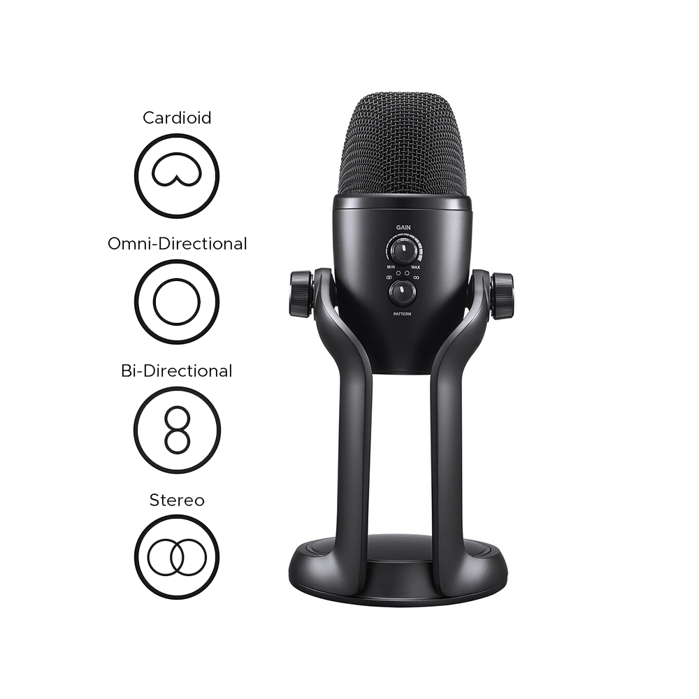 Godox uMic 82 USB Condenser Microphone with 4 Pick-Up Patterns with Three Capsule Array, Mic Gain Knob, Mute Button, 3.5mm AUX, USB Type-C Port for Live Streaming, Recording and Interview | uMic82