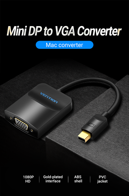 [CLEARANCE] Vention 1080p / 60Hz Male Mini DP to Female VGA Converter 0.15-Meter Copper Core (HBDBB) Adapter and Converter for TV, iMac, Macbook, Monitor Projector