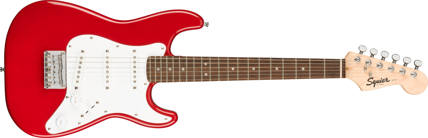 Squier by Fender Mini Stratocaster V2 Electric Guitar Standard Single Coil Strat - SSS - (BLACK , DAKOTA RED) SQ MINI STRAT V2