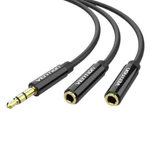 Vention TRS 3.5mm Male to Dual TRS 3.5mm Female 0.3-Meter Gold Plated (BBWBY) Audio Splitter Cable for Mobile Phones, Laptops, Speakers