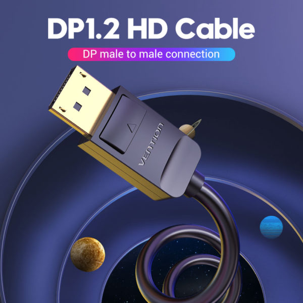 Vention 1.2 HD 4K/144Hz Male to Male Gold Plated 1-Meter (HAC) Displayport Cable for TV, PC, Monitors, Projectors, Laptops (Available in Different Lengths)