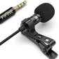 Fifine C1 Lavalier Lapel Microphone, 3.5mm Clip On Mic for YouTube Video Recording Vlog, Mini External Mic for iPhone iPad Android Cell Phone DSLR Camera PC Laptop Mac Computer, Noise Reduction