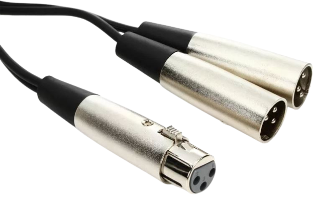 Hosa YXM-121 Y Cable - XLR Female to Dual XLR Male - 6-inch