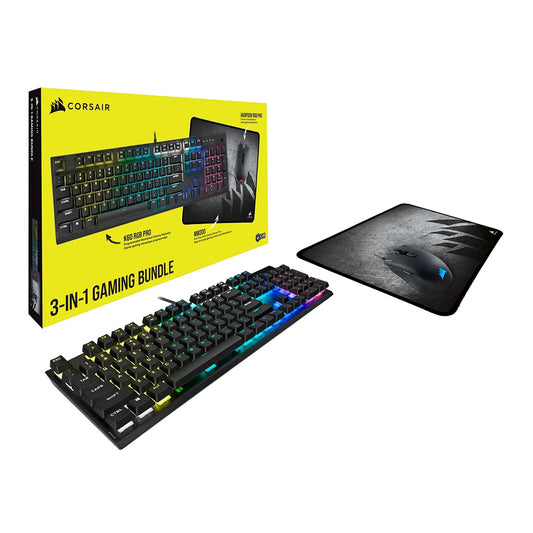 CORSAIR 3 in 1 Gaming Bundle 2021 Edition with K60 iCUE RGB Pro Mechanical Gaming Keyboard with CHERRY MV Linear Switches, Harpoon RGB Pro Gaming Mouse with 12000DPI and MM300 Mouse Pad | CH-910D519-NA