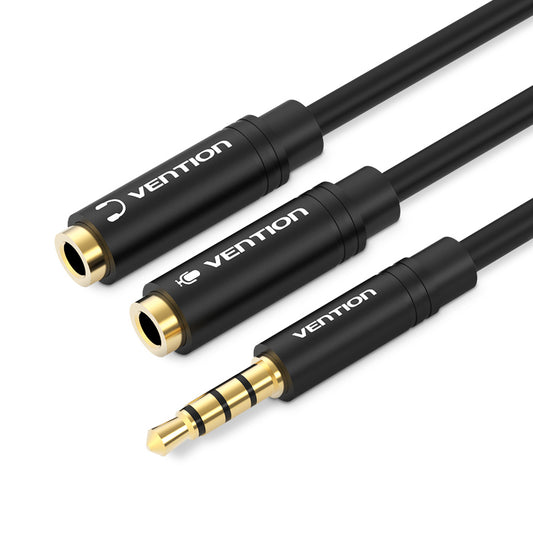 Vention TRS 3.5mm Dual Female CTIA to TRS 3.5mm Male 0.3-Meter Gold Plated (BBVBY) Stereo Splitter Cable for PC, Laptops, Mobile Phones, Sound Box