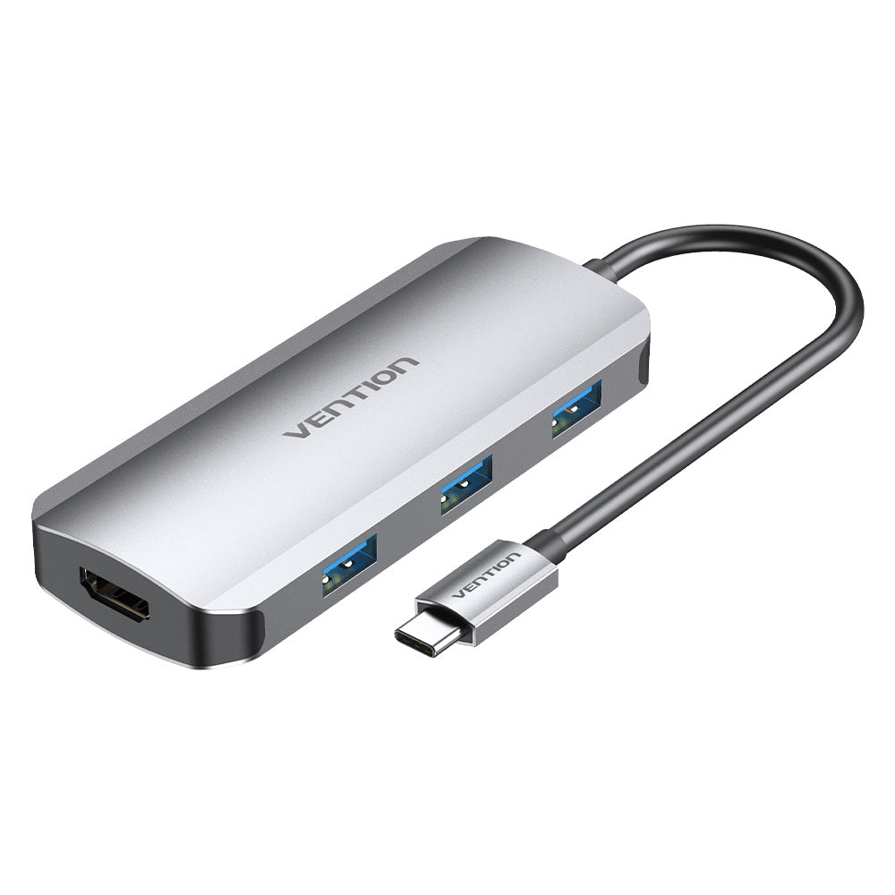 Vention 5 in 1 USB Type C Hub with 4K HDMI Output, 5Gbps USB 3.0 Ports, & Fast Charging USB-C Power Delivery Adapter Dock | THFHB, TODHB