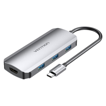 [CLEARANCE] Vention 5 in 1 USB Type C Hub with 4K HDMI Output, 5Gbps USB 3.0 Ports, & Fast Charging USB-C Power Delivery Adapter Dock | THFHB, TODHB