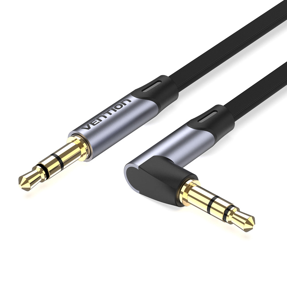 Vention 3.5mm Right Angle Male to 3.5mm Male Gold Plated (BAN) Audio Cable for Car Audio, Speakers, Amplifiers, Mobile Phones, Laptops (Available in Different Lengths)