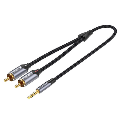 Vention Dual RCA AV Male to TRS 3.5mm TRS MALE 8-Meters Cotton Braided Gold Plated (BCN) Audio Video Cable for PC, Laptops, Amplifiers, Speakers