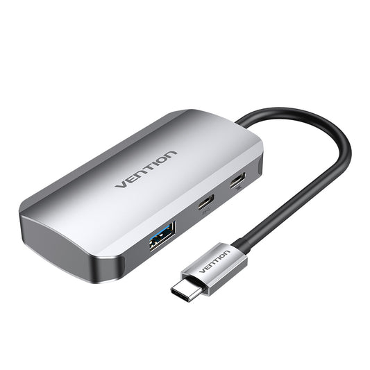 Vention 5 in 1 USB Type C Hub with 5Gbps USB 3.0 Ports, Gen1 TypeC Data, & Fast Charging USB-C Power Delivery Adapter Dock | TNDHB
