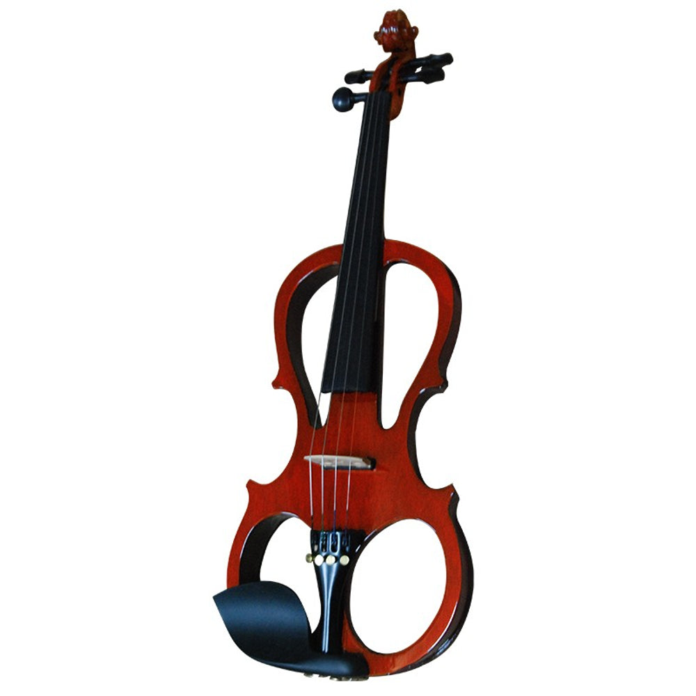 Fernando E358-5 4/4 4 String Electric Violin with Piezo-Style Pickups, Hardwood Body, and 3.5mm AUX Output (Wine Red, Natural)