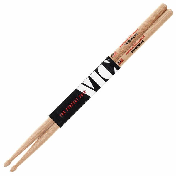 Vic Firth American Classic Extreme 5B Hickory Wood Tear Drop Tip Drumsticks (Pair) Drum Sticks for Drums and Percussion (Wood Tips)