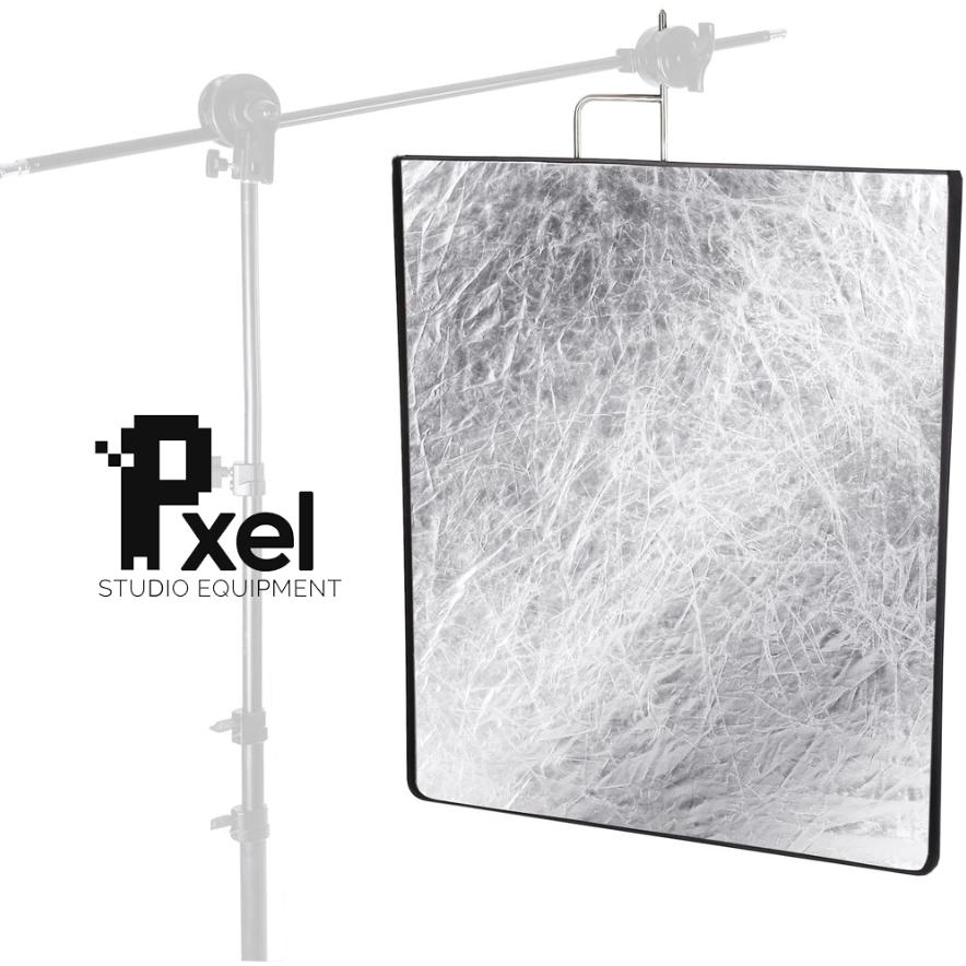 Pxel RF-7590 4-in-1 Metal Flag Panel Set Reflector with Reversible Soft White, Black, Silver and Gold Cover Cloth Scrim Flag for Photo Video Studio Photography