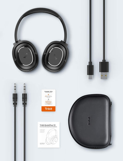 [CLEARANCE] Tribit QuietPlus 72 Wireless Headphones Bluetooth 5.0 Foldable with 2 Microphones Noise Cancelling 500mAh 30h Playtime Rich Bass HiFi Sound BTH72 | C02-2042N-72