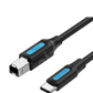 Vention USB 2.0 C Male to B Male 2A (CQU) 480Mbps Cable Black (Available in Different Lengths)