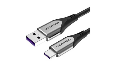 Vention USB-C to USB 2.0-A  Cotton Braided Fast Charging Cable 480Mbps (COFH) Gray Aluminum (Available in Different Lengths)