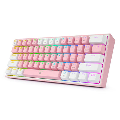 Redragon K617 Fizz 60 Keys Compact USB Wired TKL Tenkeyless Mechanical Gaming Keyboard RGB (Red Switches, Linear) Dust-Proof Hot Swappable for Mac, Windows, PC, Computer, Laptop (Black, Grey/White, Pink/White, White/Grey, White/Pink)