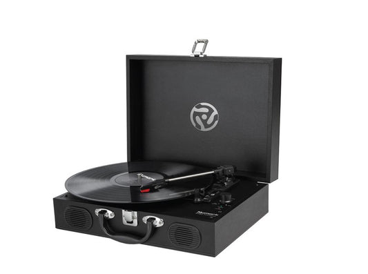 Numark PT01 Touring Portable Suitcase 3-Speed Turntable with Built-in Rechargeable Battery,  RCA Output and up to 4 hours Playtime
