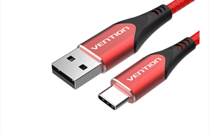 Vention Cotton Braided USB 2.0 A Male to C Male 3A USB Cable (CODR) 480Mbps for Smartphones, Tablets and Other USB -C Devices (Available in Different Lengths)