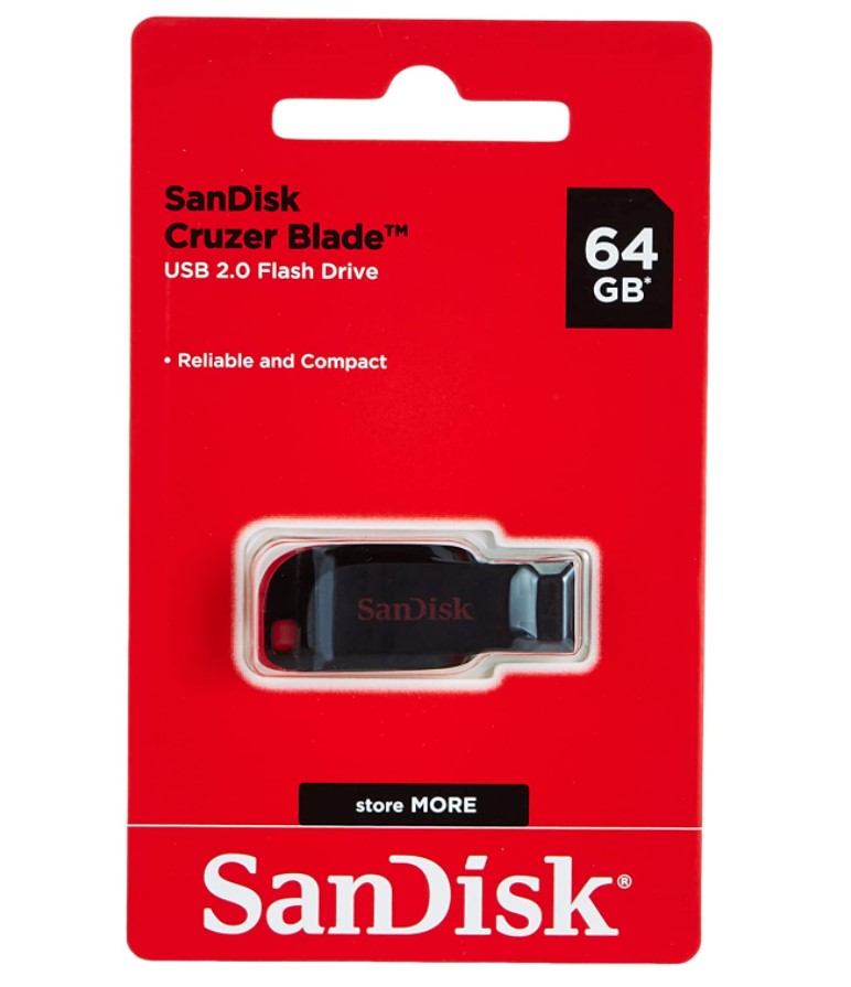 Sandisk Cruzer Blade USB 2.0 Flash Drive with Sandisk Secure Access Sofware for PC  (64GB, 128GB) SDCZ50-064G-128G-B35