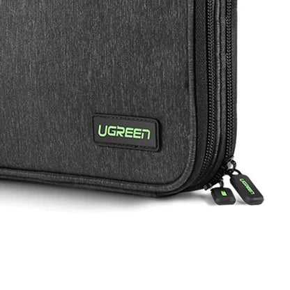 UGREEN Organizer Storage Travel Bag 2-Layer Large Capacity Soft Case for Phone, Tablet, SD Cards, Cables (Black) | 50147