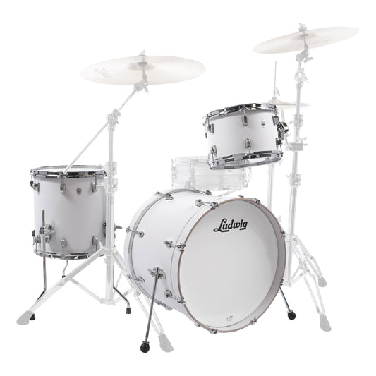 Ludwig L26223TX NeuSonic 3-Piece Shell Pack Bass Drums with 12" Tom, 16" Floor Tom, and 22" Drum Set (Aspen White)