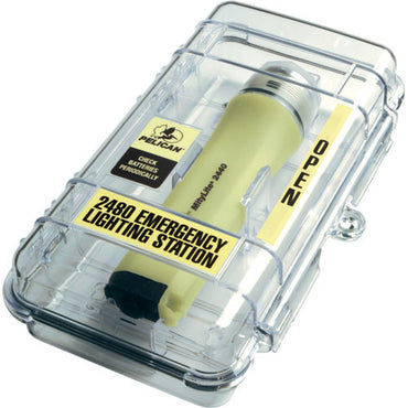 Pelican 2480 Emergency Lighting Station with MityLite Photoluminescent Flashlight LED up to 90 Hours Usage and Glow In The Dark Case 2480ELS