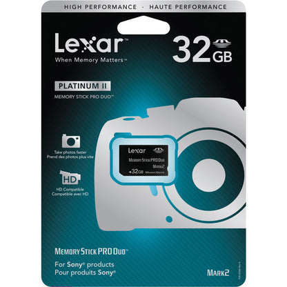 Lexar LMSPD32GBBAS Platinum II (40x) 32GB Memory Stick Pro Duo for Cameras, Computers, Laptops