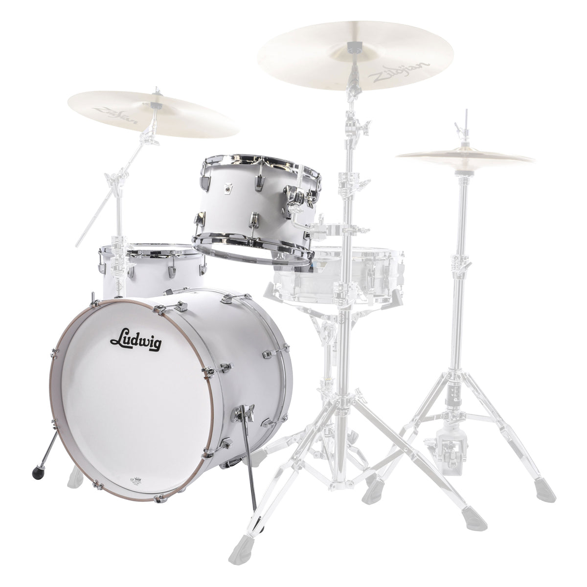 Ludwig L26223TX NeuSonic 3-Piece Shell Pack Bass Drums with 12" Tom, 16" Floor Tom, and 22" Drum Set (Aspen White)
