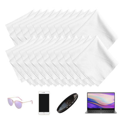K&F Concept 20pcs Microfiber Cleaning Cloth Kit, 15X15cm White Dry-in Vacuum Wrapped for Camera Lens