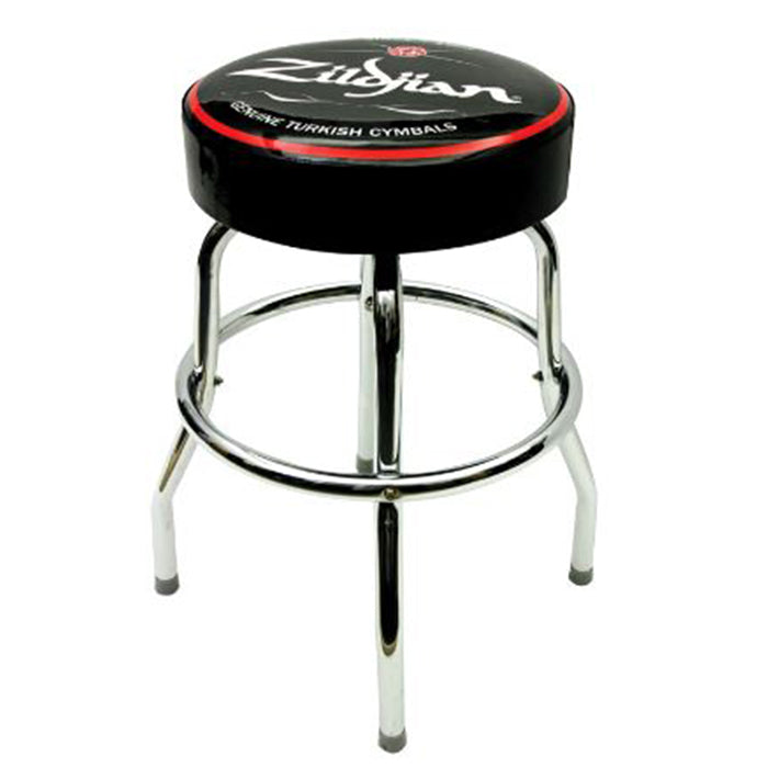 Zildjian Bar Stool with 30" Seat, 360 Degree Ball Bearings, Stylish White Logo Design | T3403