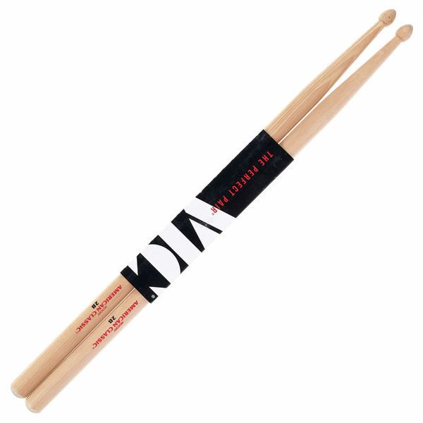 Vic Firth American Classic 2B Hickory Wood Tear Drop Tip Drumsticks (Pair) Drum Sticks for Drums and Percussion
