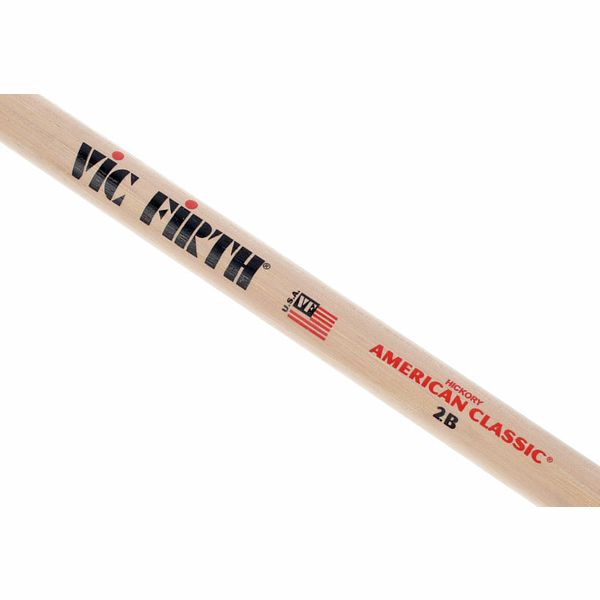 Vic Firth American Classic 2B Hickory Wood Tear Drop Tip Drumsticks (Pair) Drum Sticks for Drums and Percussion