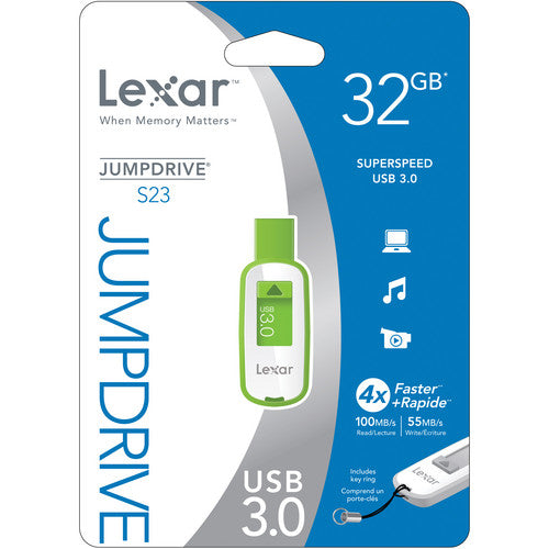 [CLEARANCE] Lexar LJDS23-32GABAS JumpDrive S23 USB 3.0 32GB Flash Drive (Green)